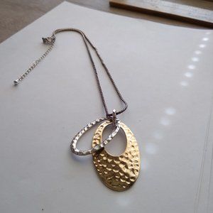 Gold and silver tone loops vintage brass and gold-plating necklace